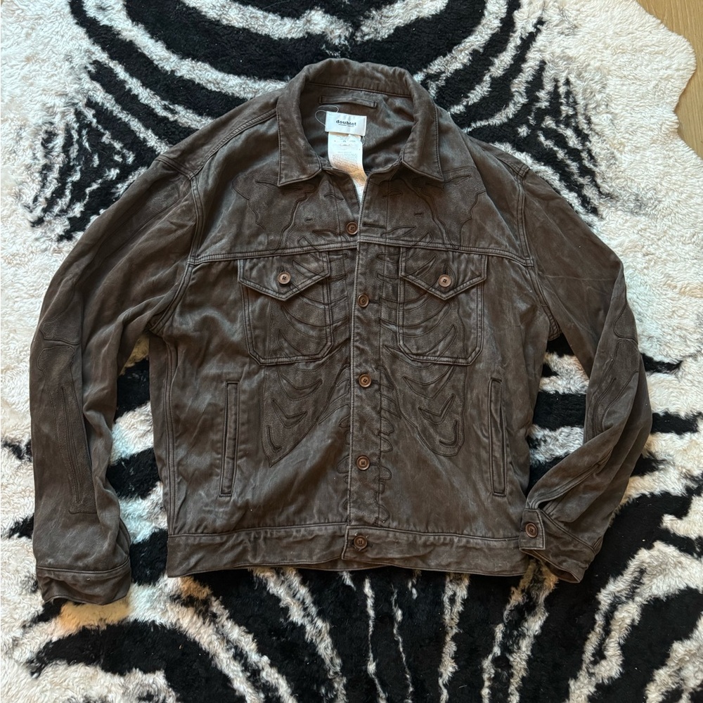 Doublet Suede-Look Brown Button Front Jacket